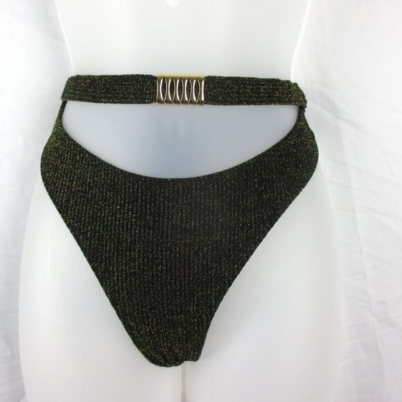 ASOS Wolf & Whistle Metallic Gold High Waist Bikini Bottom Size 8 NWT Beach - Picture 1 of 6